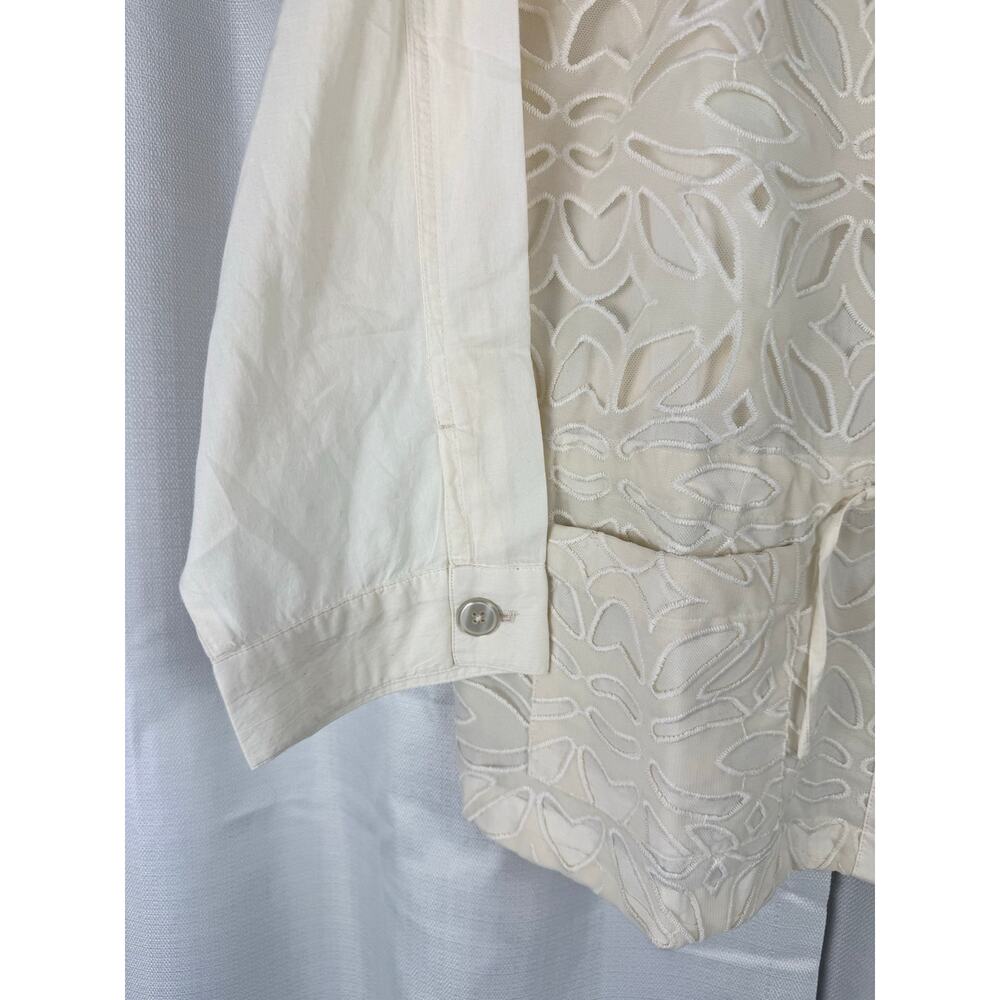 Chicos Embroidered Utility Jacket Size 3 Boho Lagenlook Coastal Chic - Picture 4 of 6